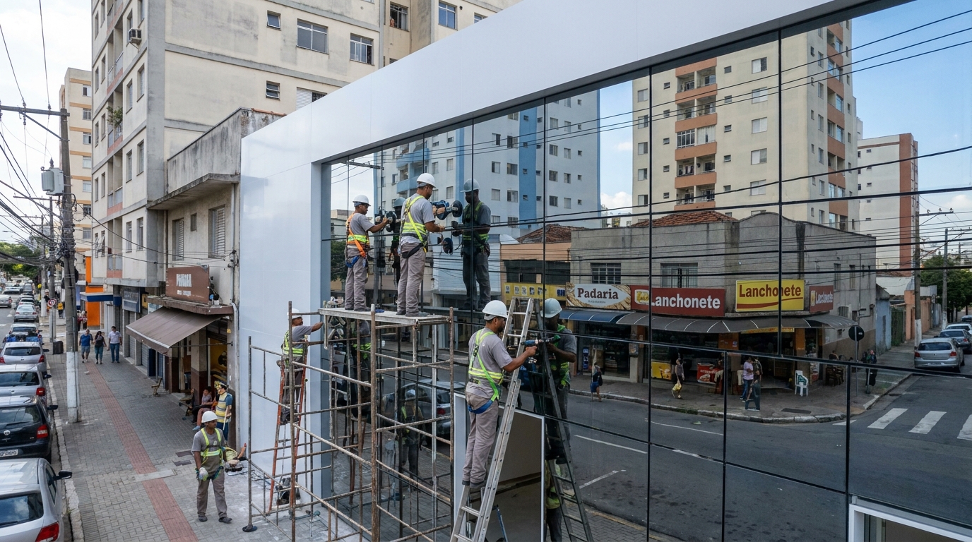 Fachada espelhada em esquina em Itajaí-SC